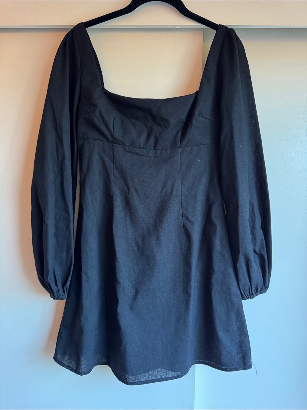 Princess Polly Black Mini Dress with Square Neck Size 4